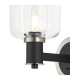 Worcester Wall Light 1 Light E14 Satin Nickel/Satin Black/Clear Striped Cylinder Glass-5