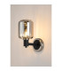 Worcester Wall Light 1 Light E14 Satin Nickel/Satin Black/Smoke Striped Cylinder Glass-3