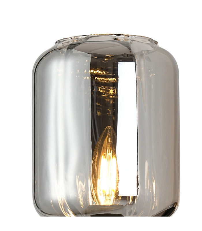 Worcester Wall Light 1 Light E14 Satin Nickel/Satin Black/Smoke Striped Cylinder Glass-6