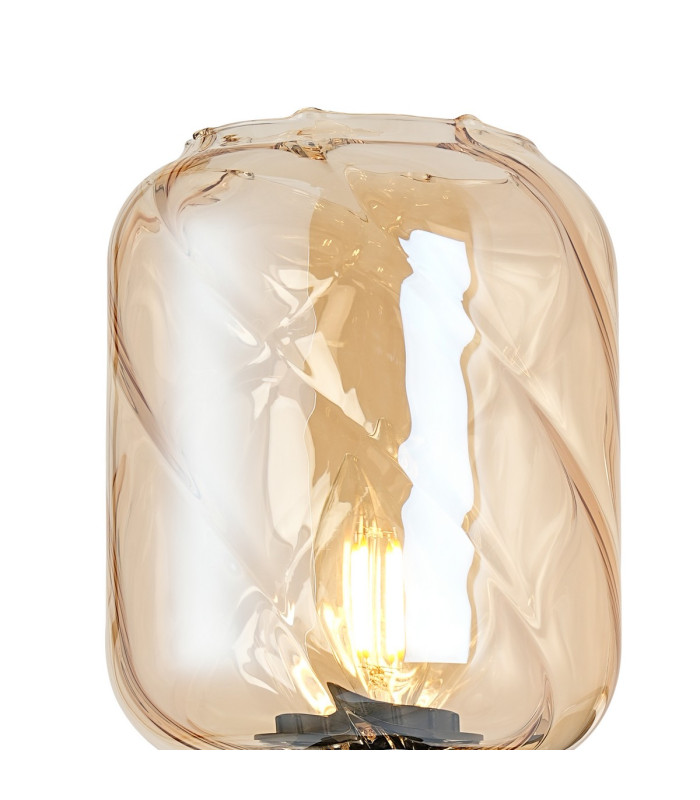 Worcester Wall Light 1 Light E14 Satin Nickel/Satin Black/Amber Twisted Cylinder Glass-7
