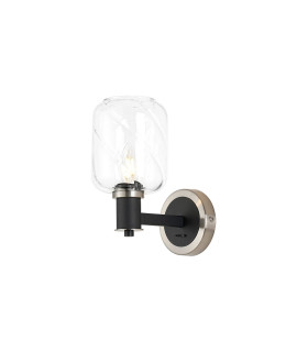Worcester Wall Light 1 Light E14 Satin Nickel/Satin Black/Clear Twisted Cylinder Glass-1