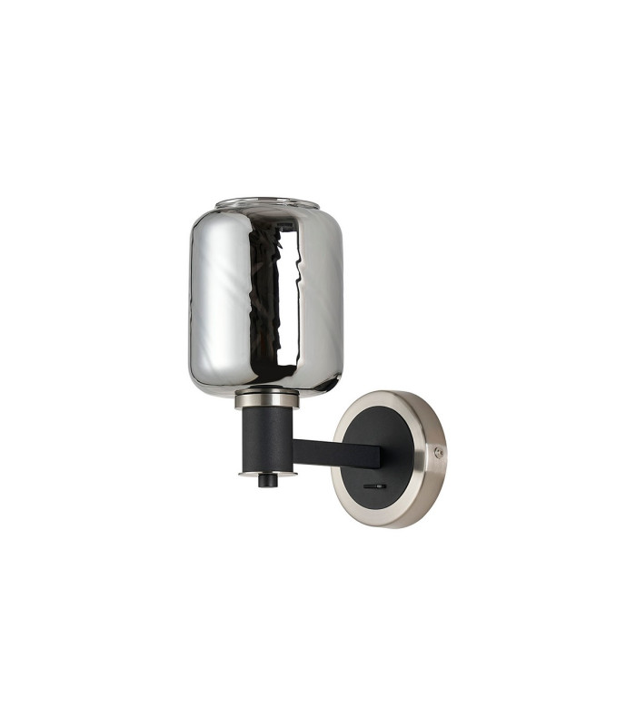 Worcester Wall Light 1 Light E14 Satin Nickel/Satin Black/Smoke Twisted Cylinder Glass-4