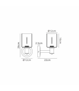 Worcester Wall Light 1 Light E14 Satin Nickel/Satin Black/Amber Uniform Dimple Cylinder Glass-2