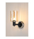 Worcester Wall Light 1 Light E14 Satin Nickel/Satin Black/Amber Uniform Dimple Cylinder Glass-3