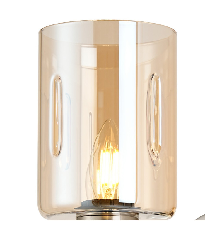 Worcester Wall Light 1 Light E14 Satin Nickel/Satin Black/Amber Uniform Dimple Cylinder Glass-7