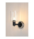Worcester Wall Light 1 Light E14 Satin Nickel/Satin Black/Clear Uniform Dimple Cylinder Glass-3