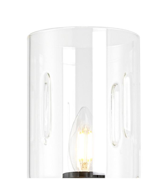 Worcester Wall Light 1 Light E14 Satin Nickel/Satin Black/Clear Uniform Dimple Cylinder Glass-5
