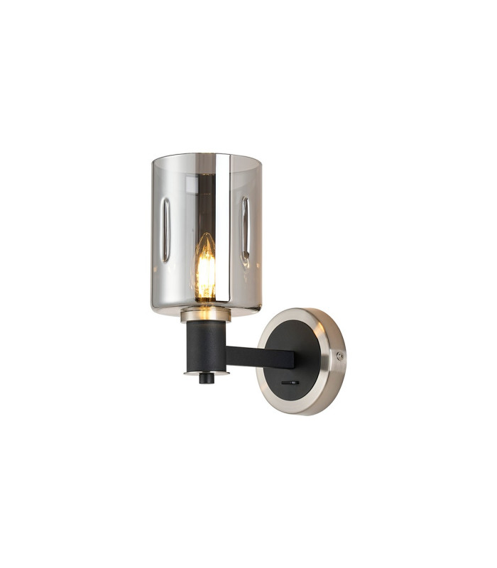 Worcester Wall Light 1 Light E14 Satin Nickel/Satin Black/Smoke Uniform Dimple Cylinder Glass-1