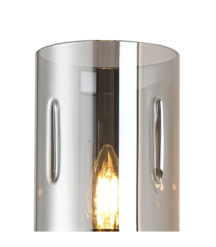 Worcester Wall Light 1 Light E14 Satin Nickel/Satin Black/Smoke Uniform Dimple Cylinder Glass-7