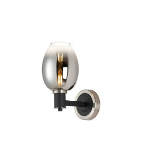 Worcester Wall Light 1 Light E14 Satin Nickel/Satin Black/Smoke Fade Wine Glass Glass-1