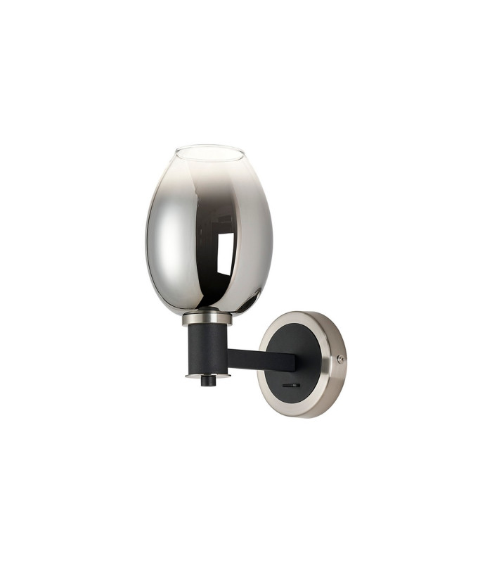 Worcester Wall Light 1 Light E14 Satin Nickel/Satin Black/Smoke Fade Wine Glass Glass-4