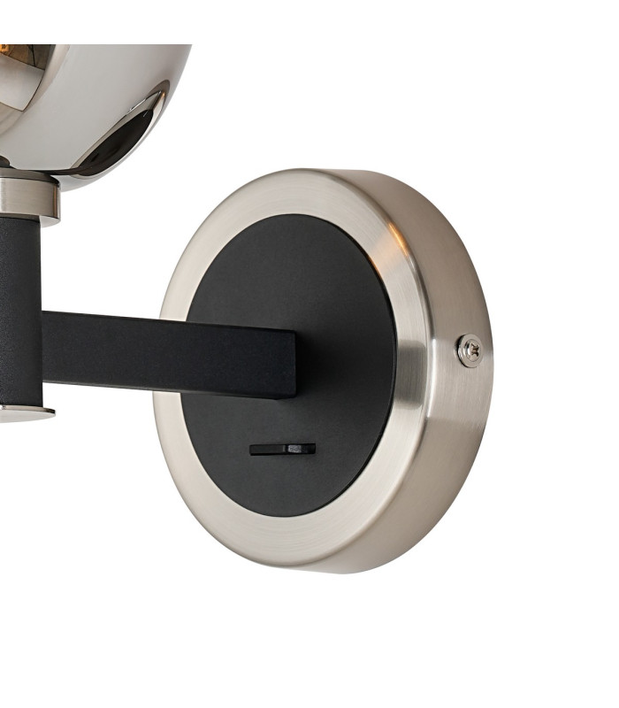 Worcester Wall Light 1 Light E14 Satin Nickel/Satin Black/Smoke Fade Wine Glass Glass-6