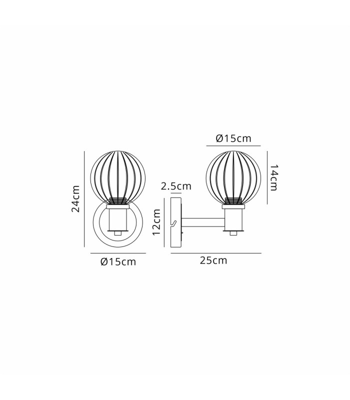 Worcester Wall Light 1 Light E14 Satin Nickel/Satin Black/Smoke Plated Round Segment Glass-2