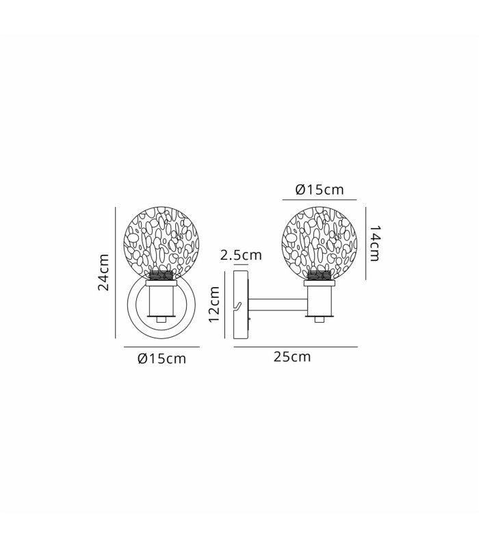 Worcester Wall Light 1 Light E14 Satin Nickel/Satin Black/White Round Speckled Glass-2
