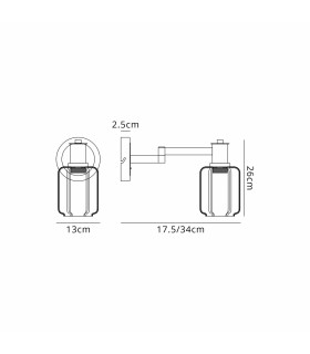 Worcester Adjustable Swing Arm Wall Light 1 Light E14 Brass/Satin Black/Amber Striped Cylinder Glass-2