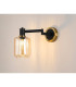Worcester Adjustable Swing Arm Wall Light 1 Light E14 Brass/Satin Black/Amber Striped Cylinder Glass-3