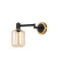 Worcester Adjustable Swing Arm Wall Light 1 Light E14 Brass/Satin Black/Amber Striped Cylinder Glass-6