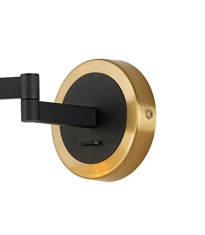 Worcester Adjustable Swing Arm Wall Light 1 Light E14 Brass/Satin Black/Amber Striped Cylinder Glass-7