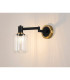 Worcester Adjustable Swing Arm Wall Light 1 Light E14 Brass/Satin Black/Clear Striped Cylinder Glass-3
