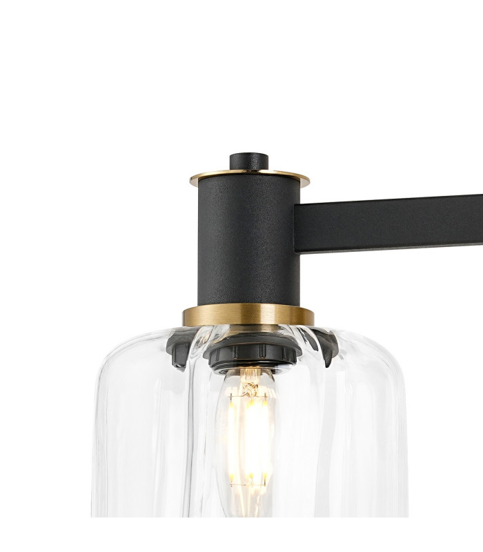 Worcester Adjustable Swing Arm Wall Light 1 Light E14 Brass/Satin Black/Clear Striped Cylinder Glass-7
