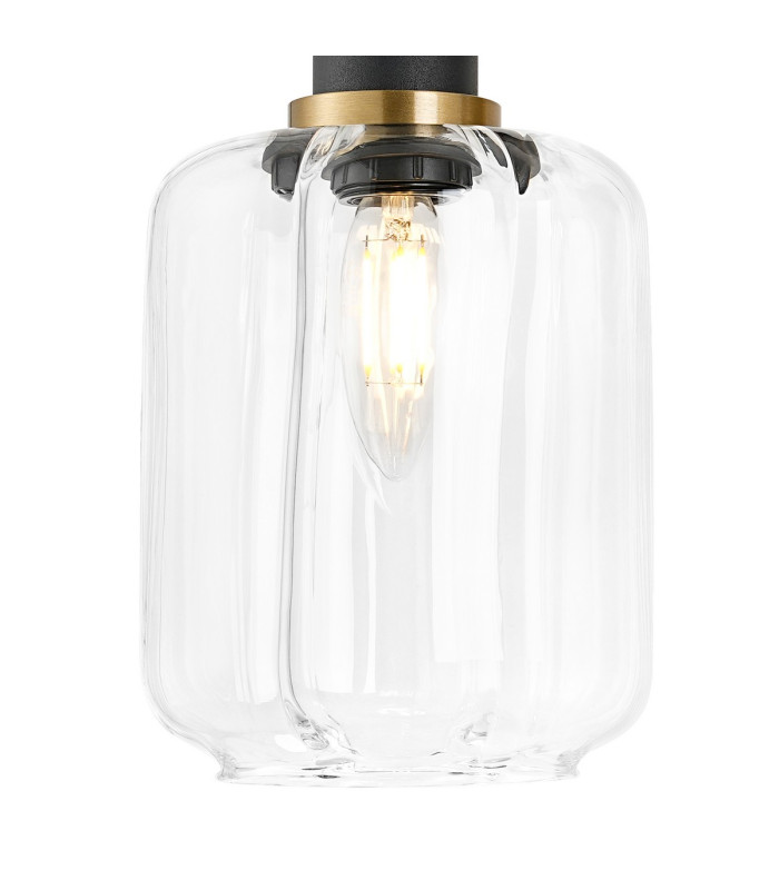 Worcester Adjustable Swing Arm Wall Light 1 Light E14 Brass/Satin Black/Clear Striped Cylinder Glass-8