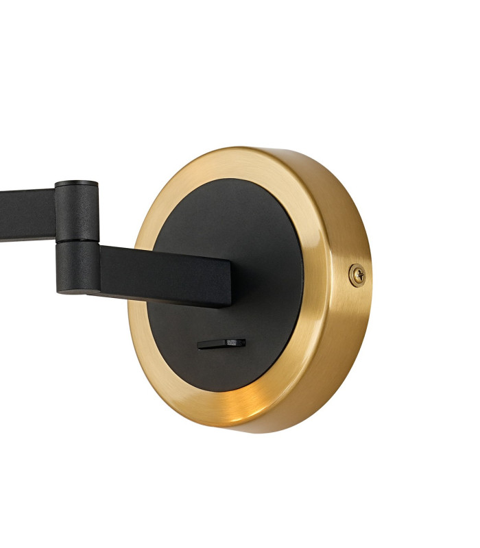 Worcester Adjustable Swing Arm Wall Light 1 Light E14 Brass/Satin Black/Smoke Striped Cylinder Glass-6