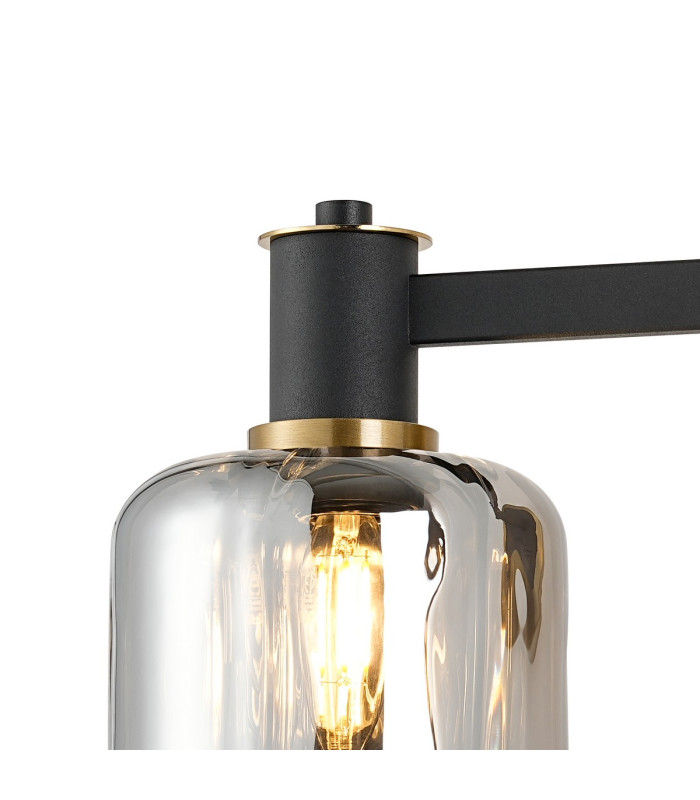 Worcester Adjustable Swing Arm Wall Light 1 Light E14 Brass/Satin Black/Smoke Striped Cylinder Glass-7
