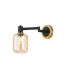 Worcester Adjustable Swing Arm Wall Light 1 Light E14 Brass/Satin Black/Amber Twisted Cylinder Glass-1