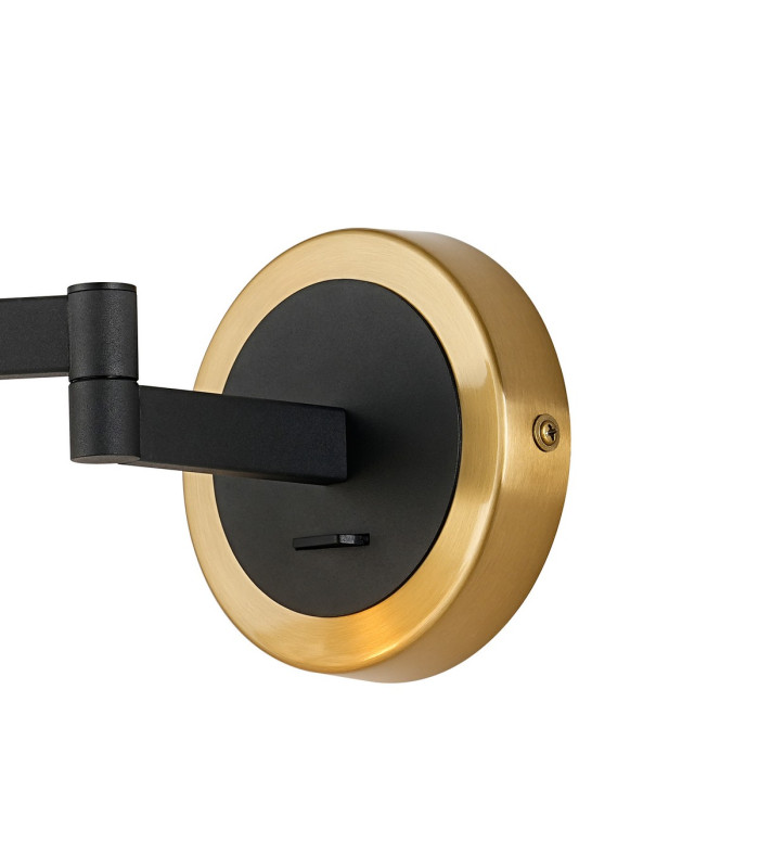 Worcester Adjustable Swing Arm Wall Light 1 Light E14 Brass/Satin Black/Amber Twisted Cylinder Glass-6