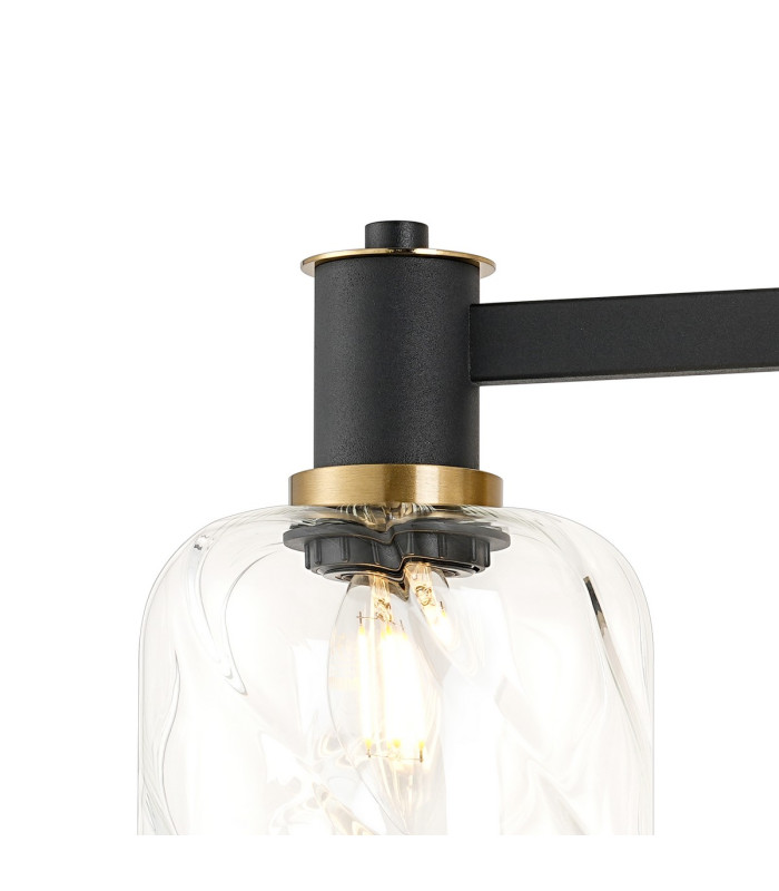 Worcester Adjustable Swing Arm Wall Light 1 Light E14 Brass/Satin Black/Clear Twisted Cylinder Glass-6