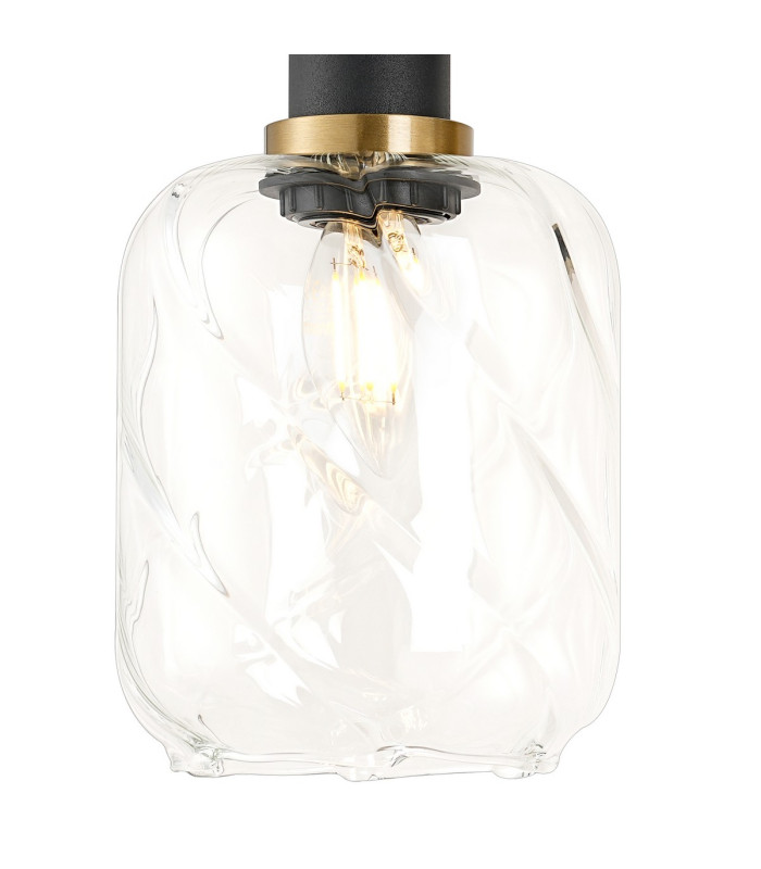 Worcester Adjustable Swing Arm Wall Light 1 Light E14 Brass/Satin Black/Clear Twisted Cylinder Glass-7
