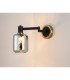 Worcester Adjustable Swing Arm Wall Light 1 Light E14 Brass/Satin Black/Smoke Twisted Cylinder Glass-3