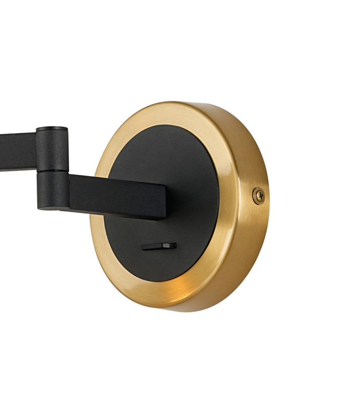 Worcester Adjustable Swing Arm Wall Light 1 Light E14 Brass/Satin Black/Smoke Twisted Cylinder Glass-6