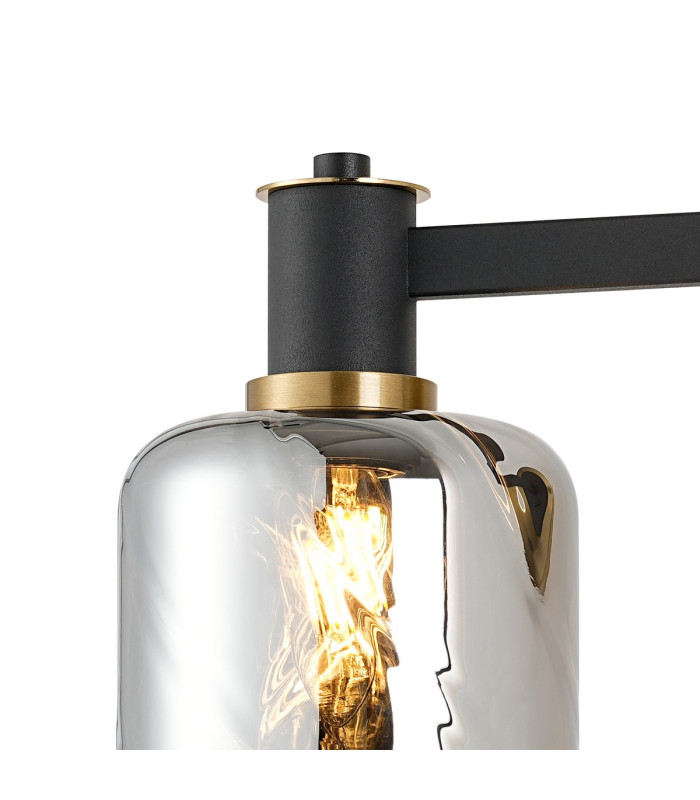 Worcester Adjustable Swing Arm Wall Light 1 Light E14 Brass/Satin Black/Smoke Twisted Cylinder Glass-7