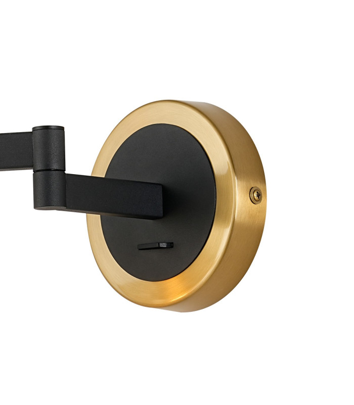 Worcester Adjustable Swing Arm Wall Light 1 Light E14 Brass/Satin Black/Amber Uniform Dimple Cylinder Glass-6