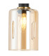 Worcester Adjustable Swing Arm Wall Light 1 Light E14 Brass/Satin Black/Amber Uniform Dimple Cylinder Glass-8
