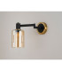 Worcester Adjustable Swing Arm Wall Light 1 Light E14 Brass/Satin Black/Amber Uniform Dimple Cylinder Glass-9