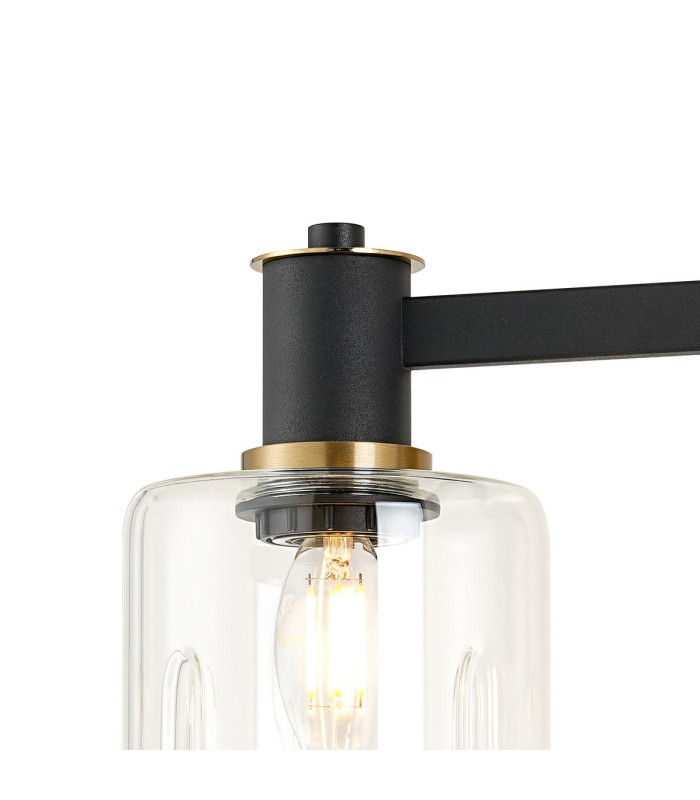 Worcester Adjustable Swing Arm Wall Light 1 Light E14 Brass/Satin Black/Clear Uniform Dimple Cylinder Glass-7