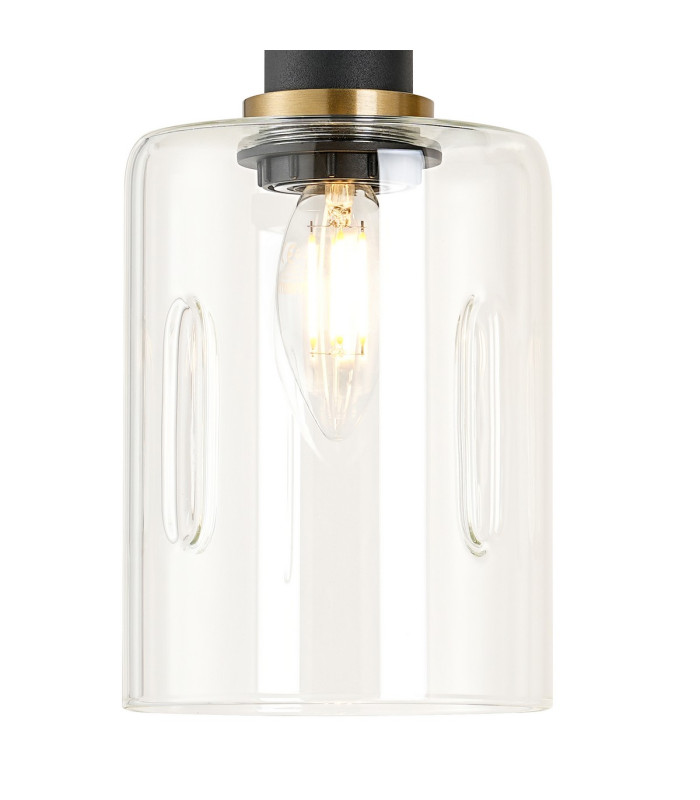 Worcester Adjustable Swing Arm Wall Light 1 Light E14 Brass/Satin Black/Clear Uniform Dimple Cylinder Glass-8
