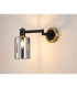 Worcester Adjustable Swing Arm Wall Light 1 Light E14 Brass/Satin Black/Smoke Uniform Dimple Cylinder Glass-3