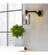 Worcester Adjustable Swing Arm Wall Light 1 Light E14 Brass/Satin Black/Smoke Uniform Dimple Cylinder Glass-4