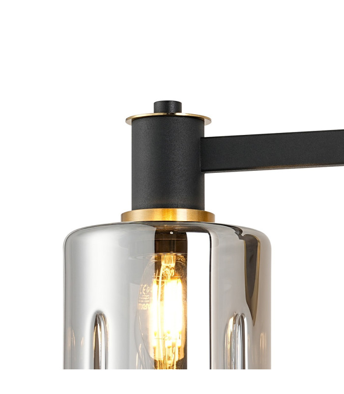 Worcester Adjustable Swing Arm Wall Light 1 Light E14 Brass/Satin Black/Smoke Uniform Dimple Cylinder Glass-7
