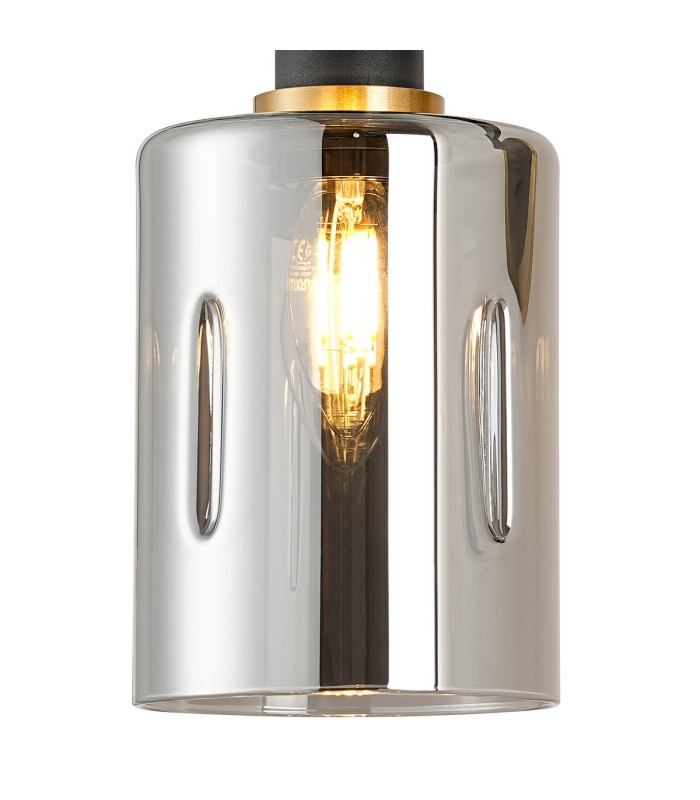 Worcester Adjustable Swing Arm Wall Light 1 Light E14 Brass/Satin Black/Smoke Uniform Dimple Cylinder Glass-9