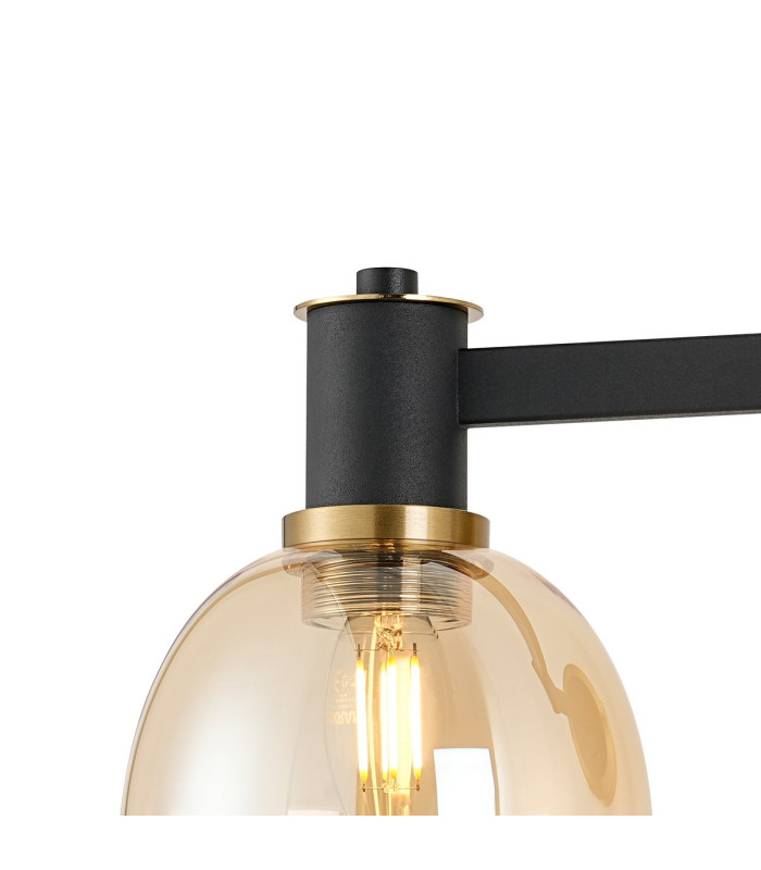 Worcester Adjustable Swing Arm Wall Light 1 Light E14 Brass/Satin Black/Amber Fade Wine Glass Glass-7