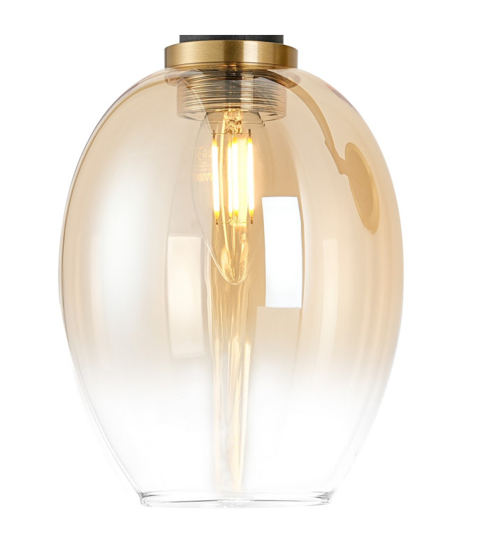 Worcester Adjustable Swing Arm Wall Light 1 Light E14 Brass/Satin Black/Amber Fade Wine Glass Glass-8