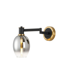 Worcester Adjustable Swing Arm Wall Light 1 Light E14 Brass/Satin Black/Smoke Fade Wine Glass Glass-1