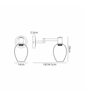 Worcester Adjustable Swing Arm Wall Light 1 Light E14 Brass/Satin Black/Smoke Fade Wine Glass Glass-2