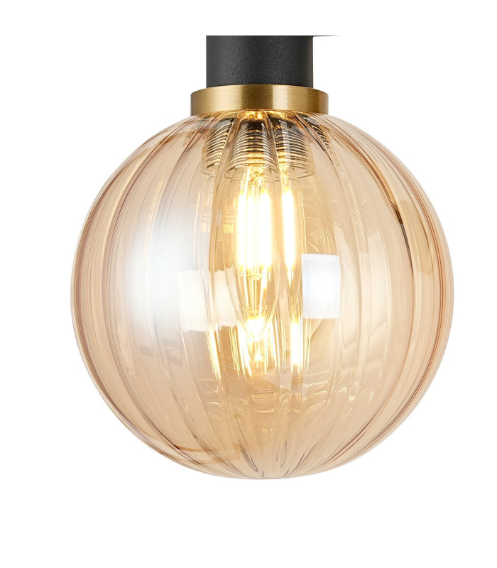 Worcester Adjustable Swing Arm Wall Light 1 Light E14 Brass/Satin Black/Amber Plated Round Segment Glass-6
