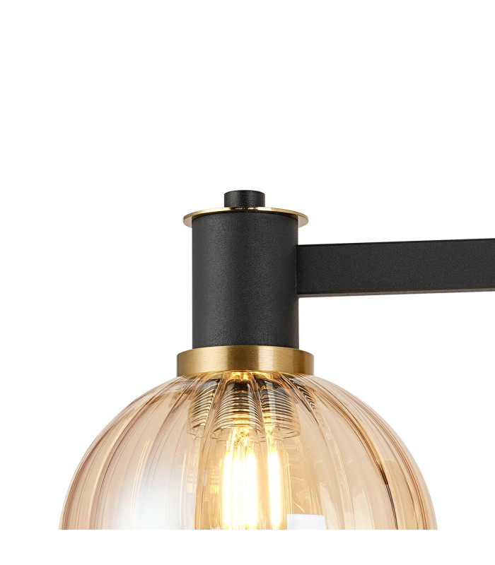 Worcester Adjustable Swing Arm Wall Light 1 Light E14 Brass/Satin Black/Amber Plated Round Segment Glass-7
