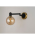 Worcester Adjustable Swing Arm Wall Light 1 Light E14 Brass/Satin Black/Amber Plated Round Segment Glass-9